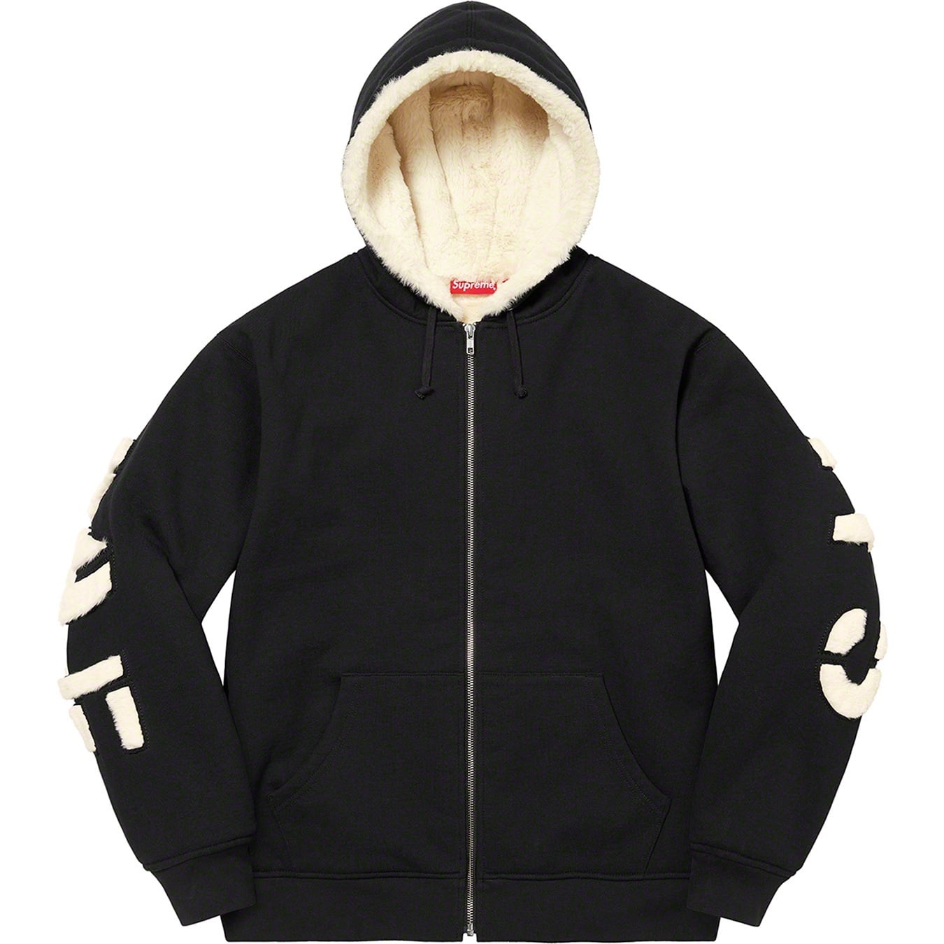 Faux Fur Lined Zip Up Hooded Sweatshirt view 19